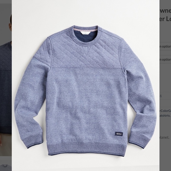 Ben Sherman QUILTED FLEECE CREWNECK SWEATSHIRT - blue medium nwot - Picture 6 of 8